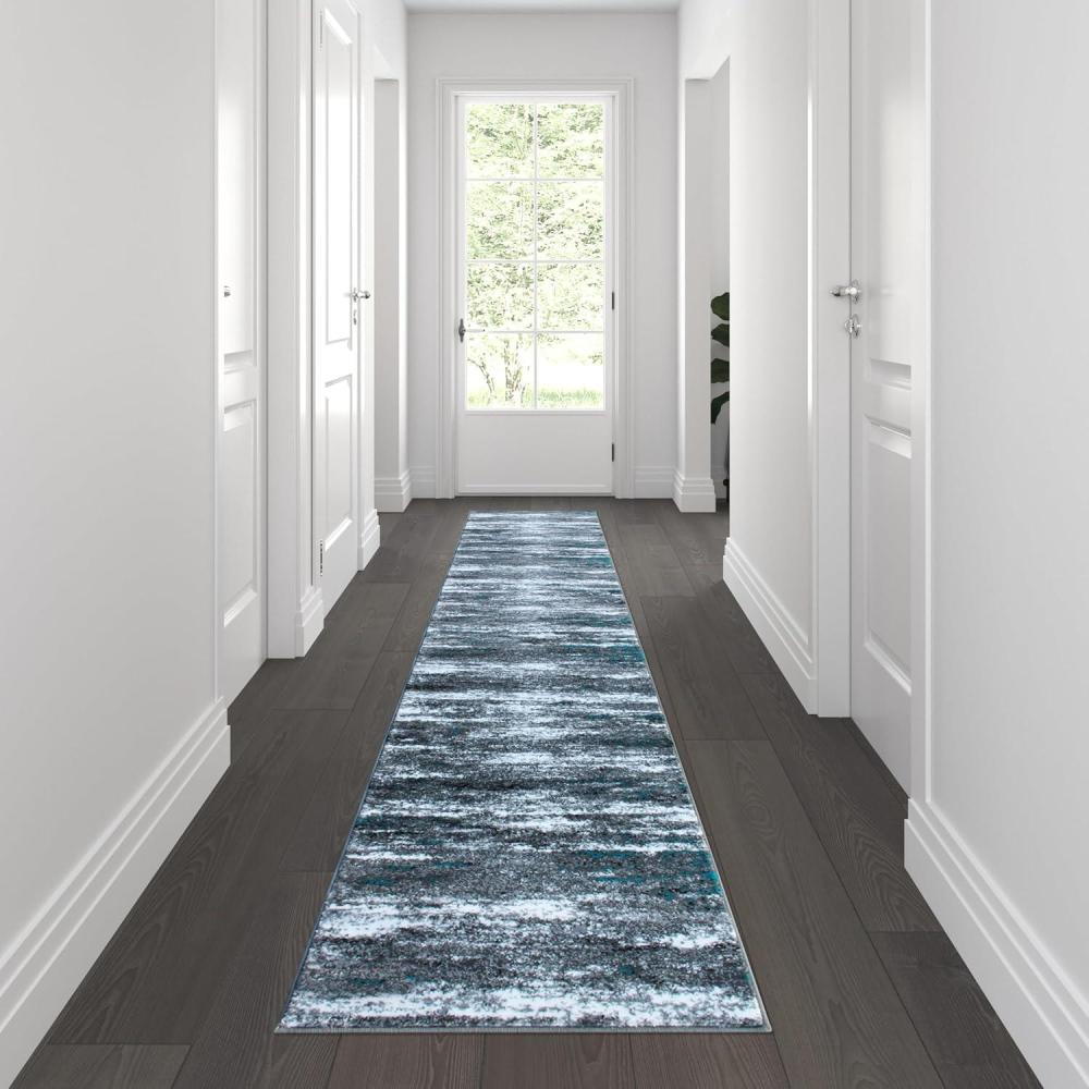 image:imageFlash Furniture Marian Collection Area Rug Distressed Turquoise Olefin Rug with Jute Backing 3 x 16 Entryway Living Room BedroomTurquoise