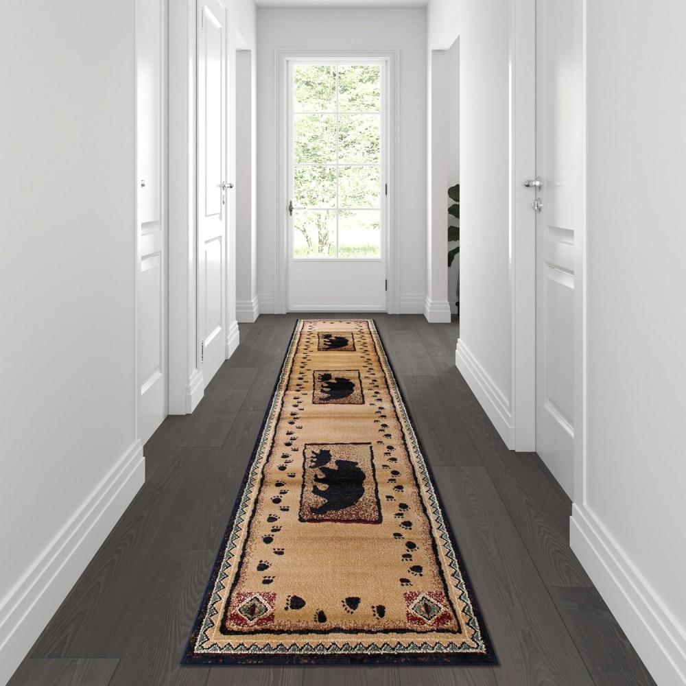 image:imageFlash Furniture Matra Collection Rustic Style Bear and Cub Area Rug Black 2 x 10 Jute Backing