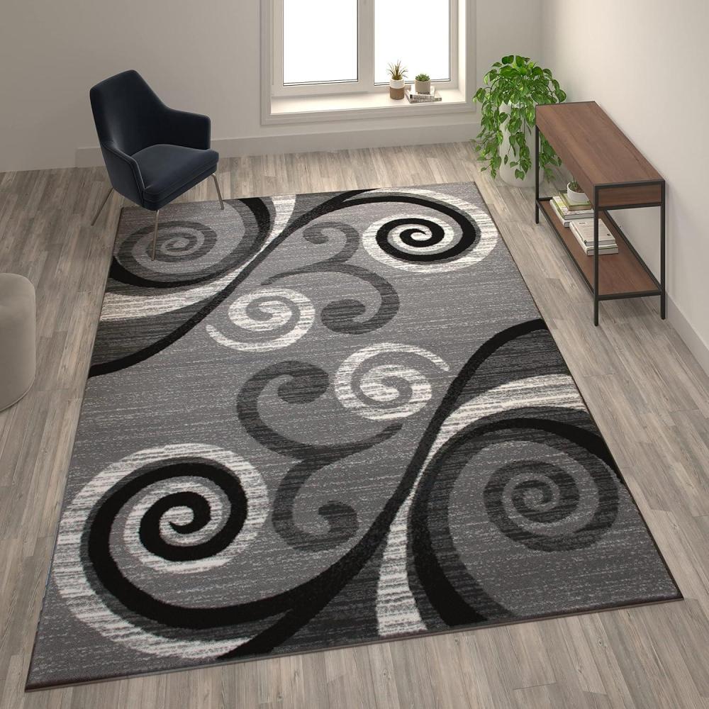 image:imageFlash Furniture Valli Collection Area Rug High Pile Purple Olefin Rug 2 x 7 Area Rug Jute Backing Hallway Entryway Bedroom Living RoomGrey
