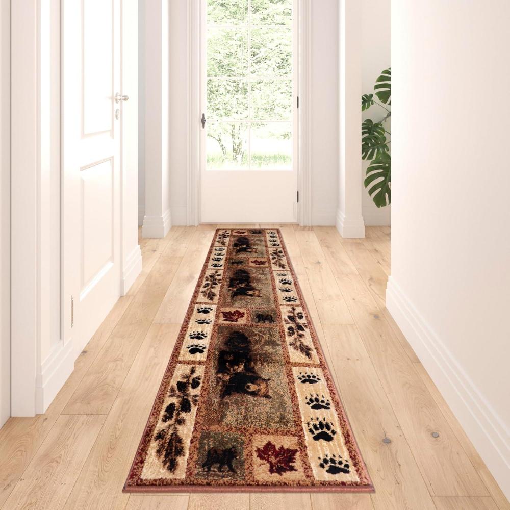 image:imageFlash Furniture Vassa Collection Nature Themed Olefin Area Rug  Mother Bear amp Cubs  2 x 3  Jute Backing  Entryway Living Room Bedroom2 x 74 Rectangular