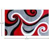 Flash Furniture Athos Collection Abstract Area Rug – Sculpted High-Low Pile Turquoise Olefin Rug – 3′ x 16′ Area Rug – Jute Backing – Entryway, Living Room, Bedroom(Red)