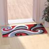 Flash Furniture Athos Collection Abstract Area Rug – Sculpted High-Low Pile Turquoise Olefin Rug – 3′ x 16′ Area Rug – Jute Backing – Entryway, Living Room, Bedroom(Red)