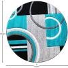 Flash Furniture Audra Collection Geometric Abstract Area Rug – High-Low Pile Turquoise Olefin Rug – 5′ x 5′ Area Rug – Jute Backing – Entryway, Living Room, Bedroom(Turquoise)