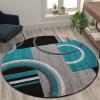 Flash Furniture Audra Collection Geometric Abstract Area Rug – High-Low Pile Turquoise Olefin Rug – 5′ x 5′ Area Rug – Jute Backing – Entryway, Living Room, Bedroom(Turquoise)