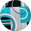 Flash Furniture Audra Collection Geometric Abstract Area Rug – High-Low Pile Turquoise Olefin Rug – 5′ x 5′ Area Rug – Jute Backing – Entryway, Living Room, Bedroom(Turquoise)