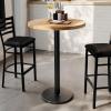 Flash Furniture Bennett 30″ Round Solid Wood Commercial Indoor Tabletop in Dark Brown with 18″ Round Bar Height Black Cast Iron Base, 300 lb. Static Capacity(Natural Top/Black Base)