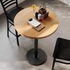 Flash Furniture Bennett 30″ Round Solid Wood Commercial Indoor Tabletop in Dark Brown with 18″ Round Bar Height Black Cast Iron Base, 300 lb. Static Capacity(Natural Top/Black Base)