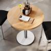 Flash Furniture Bennett 30″ Round Solid Wood Commercial Indoor Tabletop in Dark Brown with 18″ Round Dining Height Silver Cast Iron Base, 300 lb. Static Capacity(Natural Top/Silver Base)