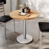 Flash Furniture Bennett 30″ Round Solid Wood Commercial Indoor Tabletop in Dark Brown with 18″ Round Dining Height Silver Cast Iron Base, 300 lb. Static Capacity(Natural Top/Silver Base)