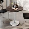 Flash Furniture Bennett 30″ Round Solid Wood Commercial Indoor Tabletop in Dark Brown with 18″ Round Dining Height Silver Cast Iron Base, 300 lb. Static Capacity(Dark Brown Top/Silver Base)