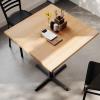 Flash Furniture Bennett 36″ Square Solid Wood Commercial Indoor Tabletop in Natural with 30″ x 30″ Bar Height Black Cast Iron X Base, 400 lb. Static Capacity(Natural Top/Black Base)
