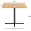 Flash Furniture Bennett 36″ Square Solid Wood Commercial Indoor Tabletop in Natural with 30″ x 30″ Dining Height Black Cast Iron X Base, 400 lb. Static Capacity(Natural Top/Black Base)