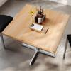 Flash Furniture Bennett 36″ Square Solid Wood Commercial Indoor Tabletop in Natural with 30″ x 30″ Dining Height Black Cast Iron X Base, 400 lb. Static Capacity(Natural Top/Silver Base)