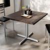 Flash Furniture Bennett 36″ Square Solid Wood Commercial Indoor Tabletop in Natural with 30″ x 30″ Dining Height Black Cast Iron X Base, 400 lb. Static Capacity(Dark Brown Top/Silver Base)