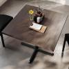 Flash Furniture Bennett 36″ Square Solid Wood Commercial Indoor Tabletop in Natural with 30″ x 30″ Dining Height Black Cast Iron X Base, 400 lb. Static Capacity(Dark Brown Top/Black Base)