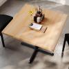 Flash Furniture Bennett 36″ Square Solid Wood Commercial Indoor Tabletop in Natural with 30″ x 30″ Dining Height Black Cast Iron X Base, 400 lb. Static Capacity(Natural Top/Black Base)