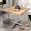 Flash Furniture Bennett 36″ Square Solid Wood Commercial Indoor Tabletop in Natural with 30″ x 30″ Dining Height Black Cast Iron X Base, 400 lb. Static Capacity(Natural Top/Silver Base)