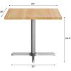Flash Furniture Bennett 36″ Square Solid Wood Commercial Indoor Tabletop in Natural with 30″ x 30″ Dining Height Black Cast Iron X Base, 400 lb. Static Capacity(Natural Top/Silver Base)
