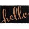 Flash Furniture Harbold Indoor/Outdoor Coir Doormat – Black Background with Natural Hello Message – 18″ x 30″ – Non-Slip Backing(Black/Natural)