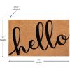 Flash Furniture Harbold Indoor/Outdoor Coir Doormat – Black Background with Natural Hello Message – 18″ x 30″ – Non-Slip Backing(Natural/Black)