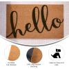 Flash Furniture Harbold Indoor/Outdoor Coir Doormat – Black Background with Natural Hello Message – 18″ x 30″ – Non-Slip Backing(Natural/Black)