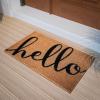 Flash Furniture Harbold Indoor/Outdoor Coir Doormat – Black Background with Natural Hello Message – 18″ x 30″ – Non-Slip Backing(Natural/Black)