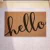 Flash Furniture Harbold Indoor/Outdoor Coir Doormat – Black Background with Natural Hello Message – 18″ x 30″ – Non-Slip Backing(Natural/Black)