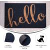 Flash Furniture Harbold Indoor/Outdoor Coir Doormat – Black Background with Natural Hello Message – 18″ x 30″ – Non-Slip Backing(Navy/Natural)