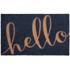 Flash Furniture Harbold Indoor/Outdoor Coir Doormat – Black Background with Natural Hello Message – 18″ x 30″ – Non-Slip Backing(Navy/Natural)