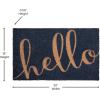 Flash Furniture Harbold Indoor/Outdoor Coir Doormat – Black Background with Natural Hello Message – 18″ x 30″ – Non-Slip Backing(Navy/Natural)