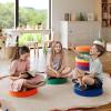 Flash Furniture Kylie 6 Piece 16 Inch Round Floor Cushions with Handles, Flexible Classroom Floor Seating for Kids, Plastic Cushions for Daycare, Preschool, or Library in Assorted Primary Colors