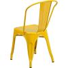 Flash Furniture Luke Commercial Grade 4 Pack Yellow Metal Indoor-Outdoor Stackable Chair