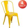 Flash Furniture Luke Commercial Grade 4 Pack Yellow Metal Indoor-Outdoor Stackable Chair