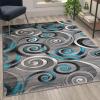 Flash Furniture Masie Collection Olefin Area Rug – Turquoise Swirl – 5′ x 7′ – Jute Backing – Entryway, Living Room, Bedroom(5′ x 7′ (Rectangular))