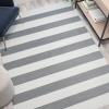 Flash Furniture Melissa Indoor/Outdoor Area Rug – Grey & White – Cabana Striped – 5′ x 7′ – Stain Resistant