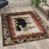 Flash Furniture Ursus Collection Rustic Lodge Wandering Black Bear & Cub Area Rug – Olefin Fibers in Brown, Beige, Black, & Green – 3′ x 10′ Accent Rug – Jute Backing(4′ x 5′ (Rectangular))