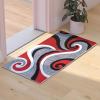 Flash Furniture Athos Collection Abstract Area Rug – Sculpted High-Low Pile Turquoise Olefin Rug – 3′ x 16′ Area Rug – Jute Backing – Entryway, Living Room, Bedroom(Red)
