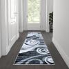 Flash Furniture Cirrus Collection Swirl Patterned Area Rug – Purple Olefin Fibers with Jute Backing – 5′ x 7′ – Entryway, Living Room, Bedroom(Grey)