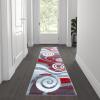 Flash Furniture Cirrus Collection Swirl Patterned Area Rug – Purple Olefin Fibers with Jute Backing – 5′ x 7′ – Entryway, Living Room, Bedroom(Red)