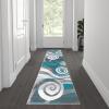 Flash Furniture Cirrus Collection Swirl Patterned Area Rug – Purple Olefin Fibers with Jute Backing – 5′ x 7′ – Entryway, Living Room, Bedroom(Turquoise)