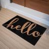 Flash Furniture Harbold Indoor/Outdoor Coir Doormat – Black Background with Natural Hello Message – 18″ x 30″ – Non-Slip Backing(Black/Natural)