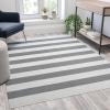 Flash Furniture Melissa Indoor/Outdoor Area Rug – Grey & White – Cabana Striped – 5′ x 7′ – Stain Resistant