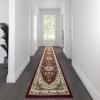 Flash Furniture Mersin Collection Persian Style Area Rug – Olefin Black Non-Shedding Fibers – 4′ x 4′ Octagon – Jute Backing – Hallway, Entryway, Bedroom, Living Room(Burgundy)