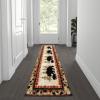 Flash Furniture Ursus Collection Rustic Lodge Wandering Black Bear & Cub Area Rug – Olefin Fibers in Brown, Beige, Black, & Green – 3′ x 10′ Accent Rug – Jute Backing(2′ x 7’4″ (Rectangular))