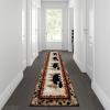 Flash Furniture Ursus Collection Rustic Lodge Wandering Black Bear & Cub Area Rug – Olefin Fibers in Brown, Beige, Black, & Green – 3′ x 10′ Accent Rug – Jute Backing(2’10” x 10′ (Rectangular))