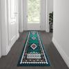 Flash Furniture Ventana Collection Southwestern Accent Rug – Low Pile Hunter Green Olefin Rug – 2×7 Area Rug – Jute Backing – Hallway, Entryway, Bedroom, Living Room(Hunter Green)