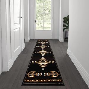 Flash Furniture Amado Collection Rustic Southwestern Area Rug – Non-Shedding Brown Olefin Fibers – 2′ x 7′ – Jute Backing – Bedroom, Living Room, Entryway(2′ x 7’4″ (Rectangular))