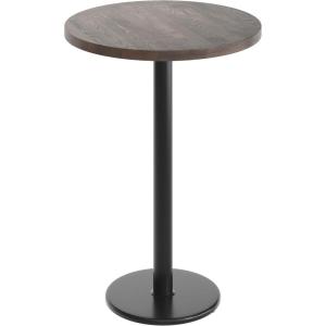 Flash Furniture Bennett 30″ Round Solid Wood Commercial Indoor Tabletop in Dark Brown with 18″ Round Bar Height Black Cast Iron Base, 300 lb. Static Capacity(Dark Brown Top/Black Base)