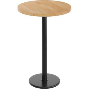 Flash Furniture Bennett 30″ Round Solid Wood Commercial Indoor Tabletop in Dark Brown with 18″ Round Bar Height Black Cast Iron Base, 300 lb. Static Capacity(Natural Top/Black Base)