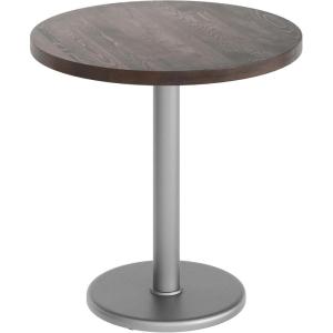 Flash Furniture Bennett 30″ Round Solid Wood Commercial Indoor Tabletop in Dark Brown with 18″ Round Dining Height Silver Cast Iron Base, 300 lb. Static Capacity(Dark Brown Top/Silver Base)